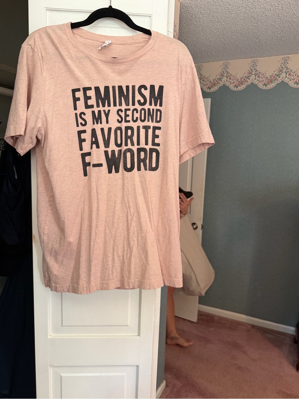 Bella Canvas Pink Graphic Tee with Black Feminism Slogan